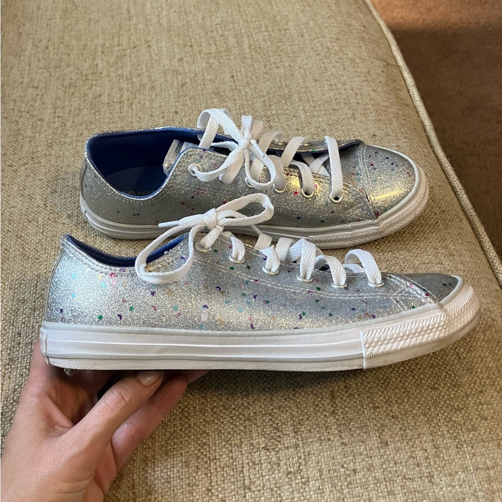Converse all stars silver glitter sparkle sneakers - Picture 2 of 7